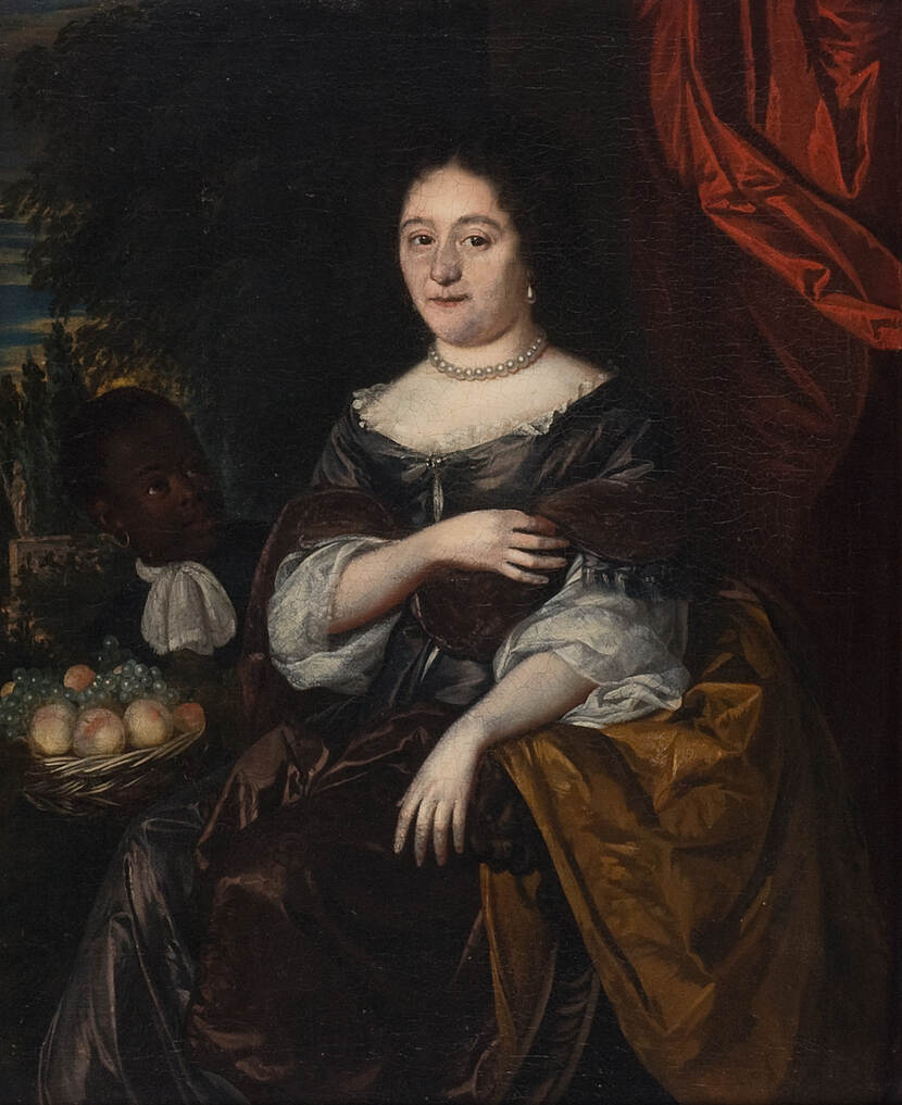 Schilderij door Nicolaes van Ravesteyn (1661-1750), Portret van Anna de Bye (1636-1713), echtgenote van Jacob van den Steen (detail), omstreeks 1690 Object C2014